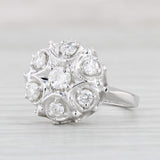 Light Gray 0.80ctw Diamond Flower Cluster Ring 14k White Gold Size 6 Engagement Vintage