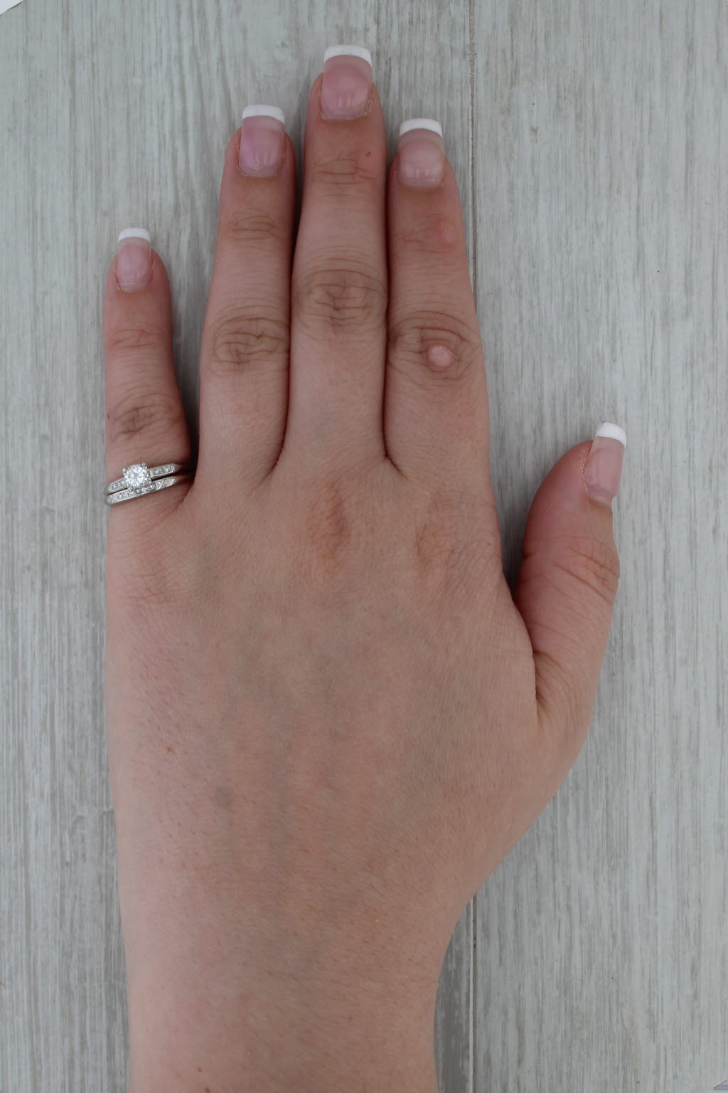 Vintage 0.39ctw Diamond Engagement Ring Wedding Band Bridal Set Platinum Sz 5.5