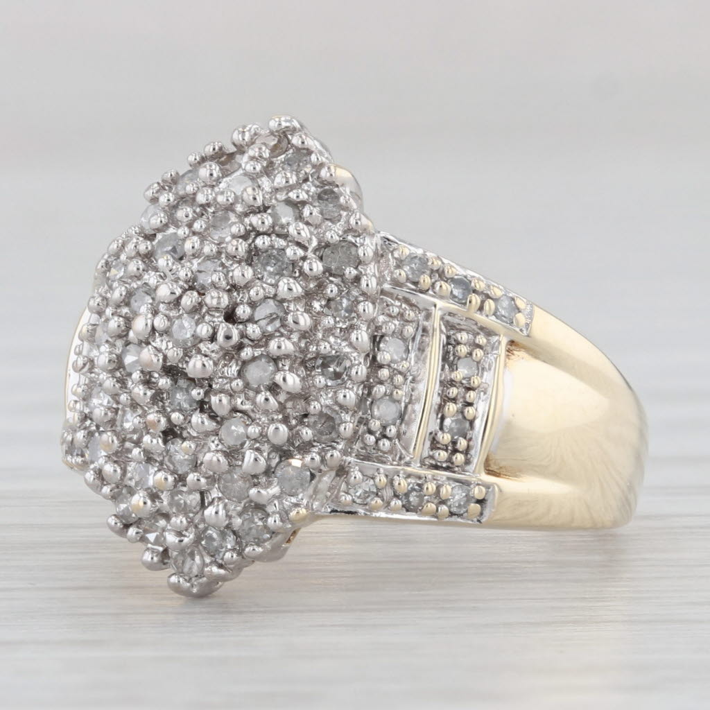 Light Gray 0.50ctw Diamond Cluster Ring 10k Yellow Gold Size 7.75 Cocktail