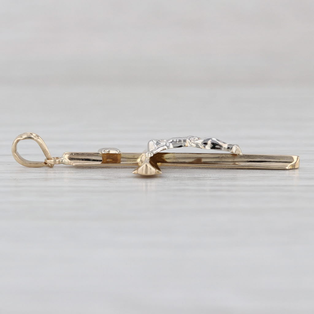 Crucifix Cross Pendant 14k Yellow White Gold Figural Religious Jewelry