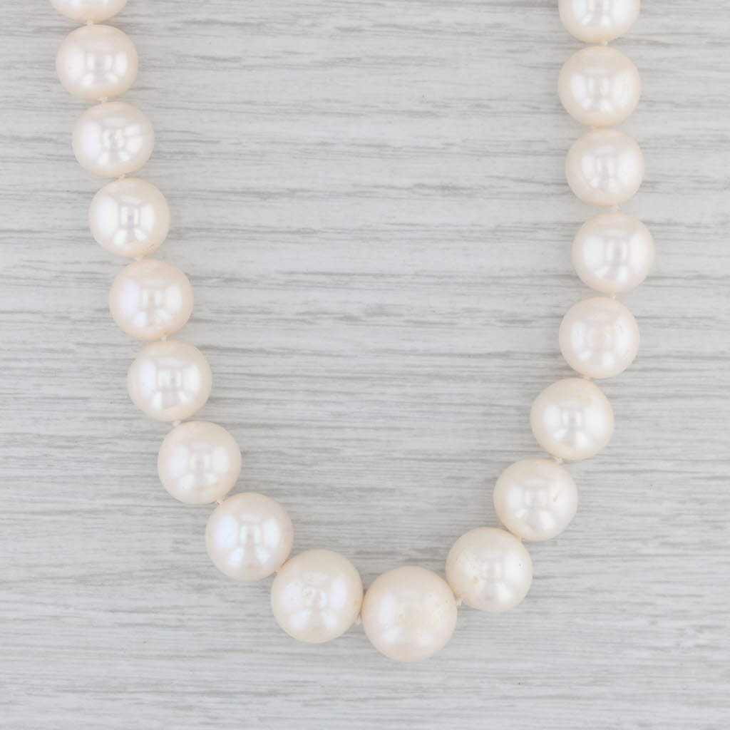 Light Gray Cultured Pearl Tapering Bead Strand Necklace 14k Gold 17"