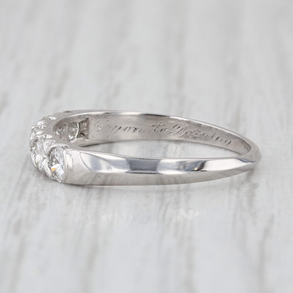 Vintage 0.60ctw Diamond Wedding Band 900 Platinum Size 7 Anniversary Ring