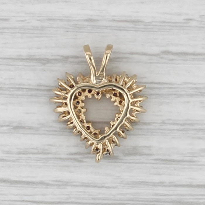 0.48ctw Diamond Cluster Open Heart Pendant 14k Yellow Gold
