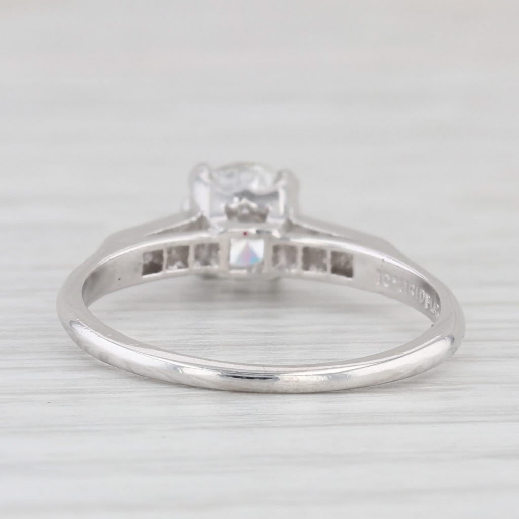 Light Gray Vintage 0.91ctw Round Diamond Engagement Ring 900 Platinum Size 6.25