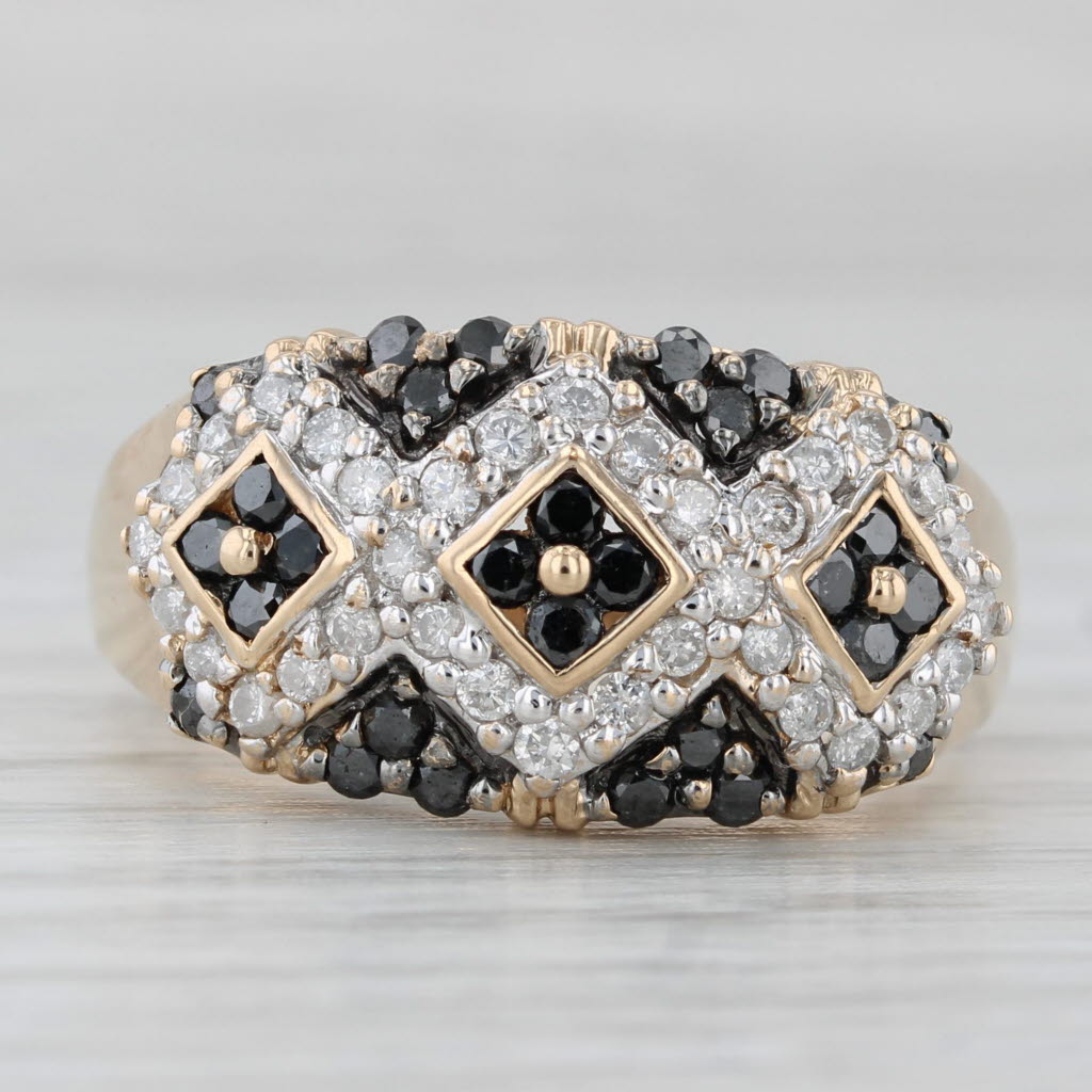 Gray 1ctw Black White Diamond Cluster Ring 14k Yellow Gold Size 10