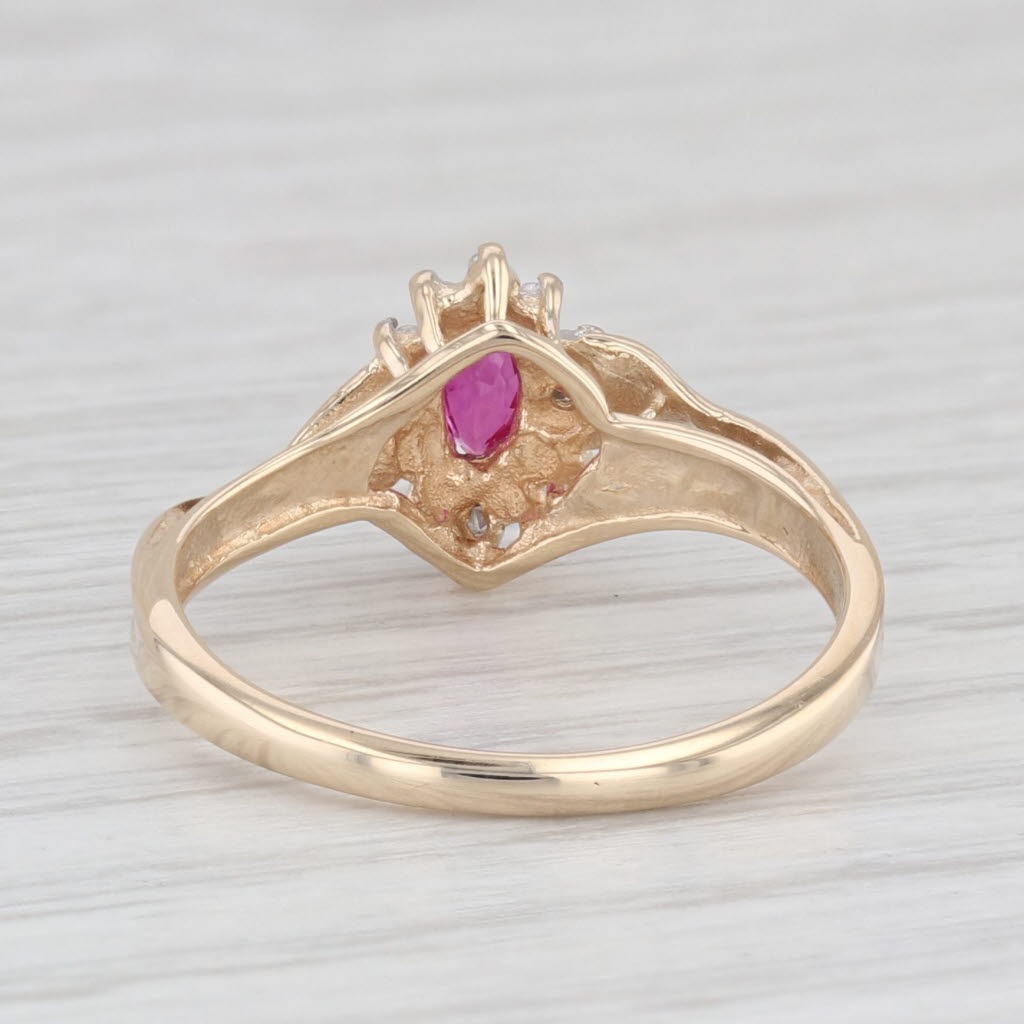 Light Gray 0.20ctw Ruby Marquise Diamond 10k Yellow Gold Size 6.75 Ring