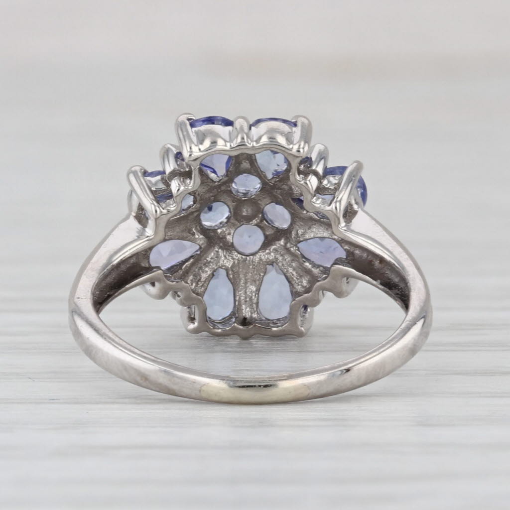 1.42ctw Tanzanite Flower Ring 14k White Gold Size 4.25
