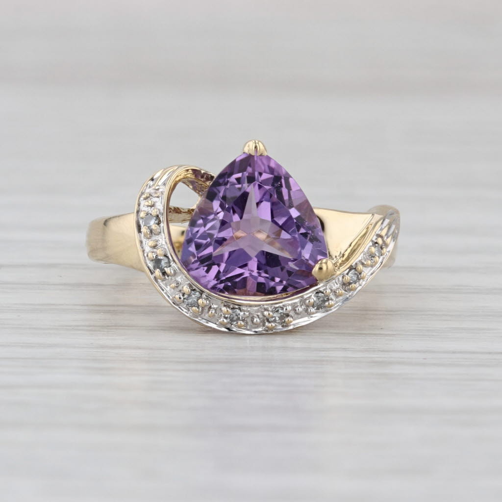 1.93ctw Amethyst Diamond Ring 14k Yellow Gold Size 5.5