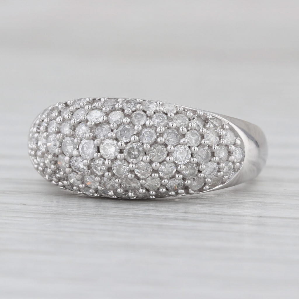 1ctw Pave Diamond Domed Ring 14k White Gold Size 7
