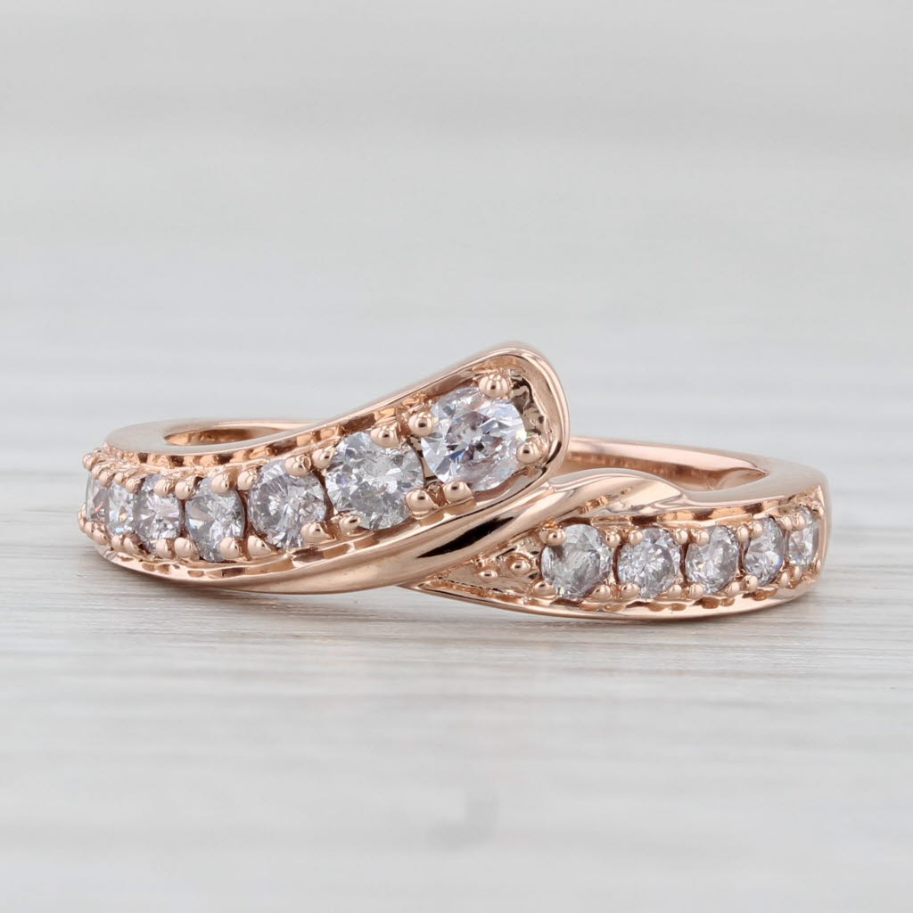 Light Gray 0.47ctw Diamond Bypass Ring 10k Rose Gold Size 6.25 Stackable