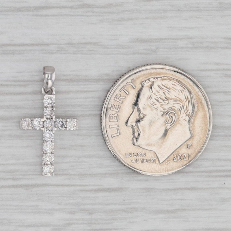 0.25ctw Diamond Cross Pendant Charm 10k White Gold Small Drop
