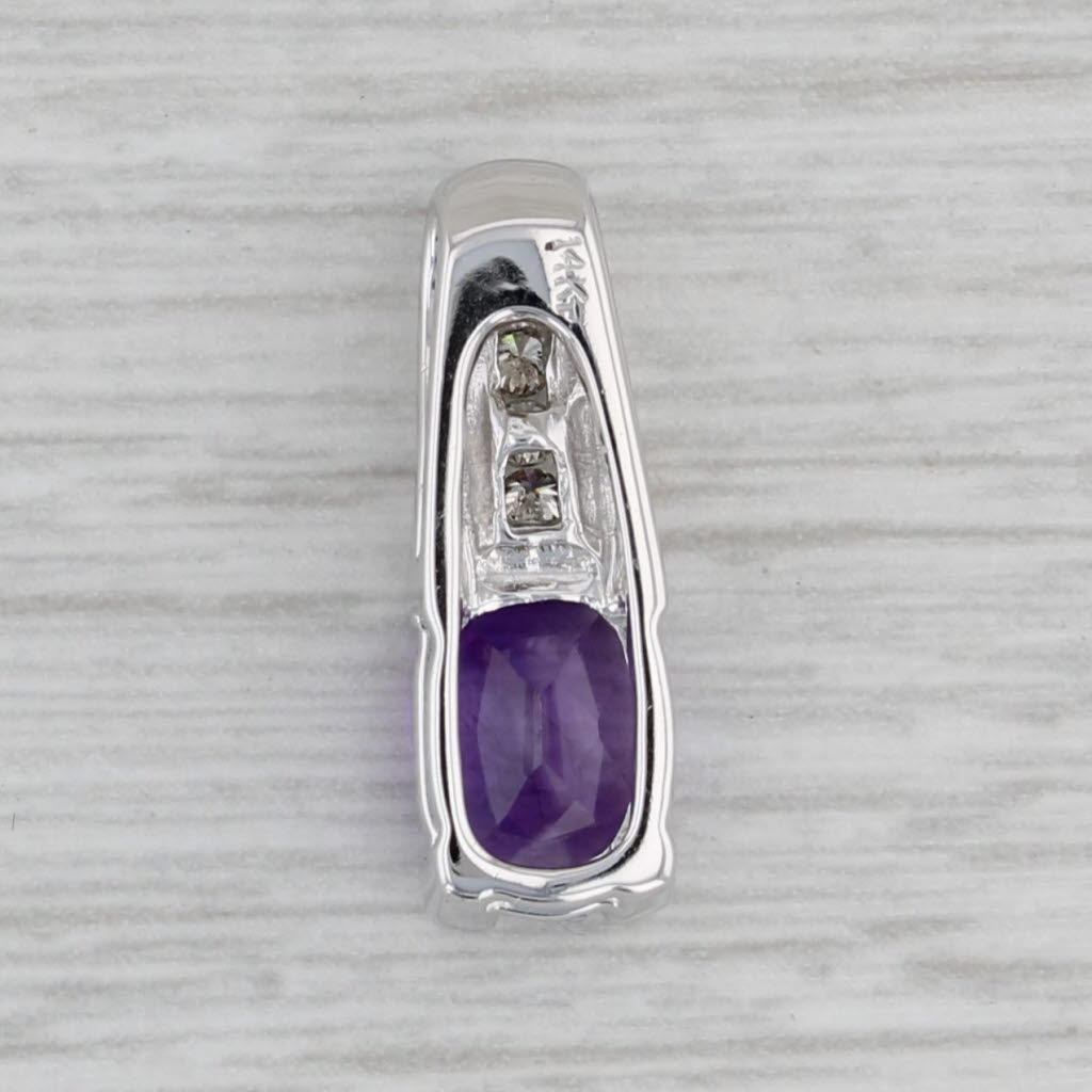 Gray 1.40ctw Cushion Amethyst Diamond Pendant 14k White Gold