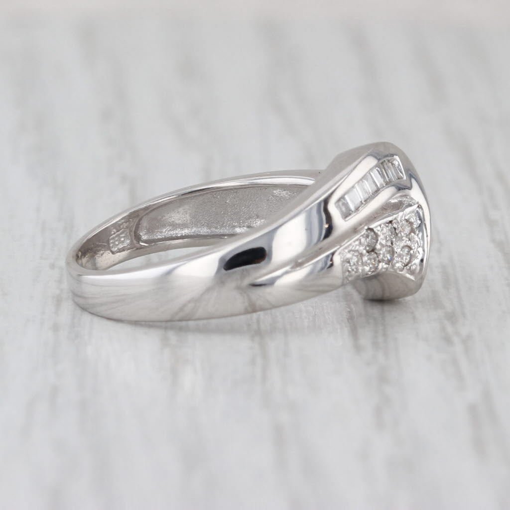 0.30ctw Diamond Bypass Ring 14k White Gold Size 7