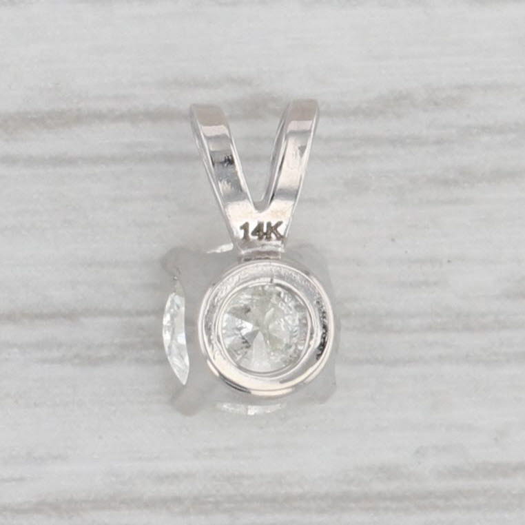 Gray 0.55ct Round Diamond Solitaire Pendant 14k White Gold Small Drop