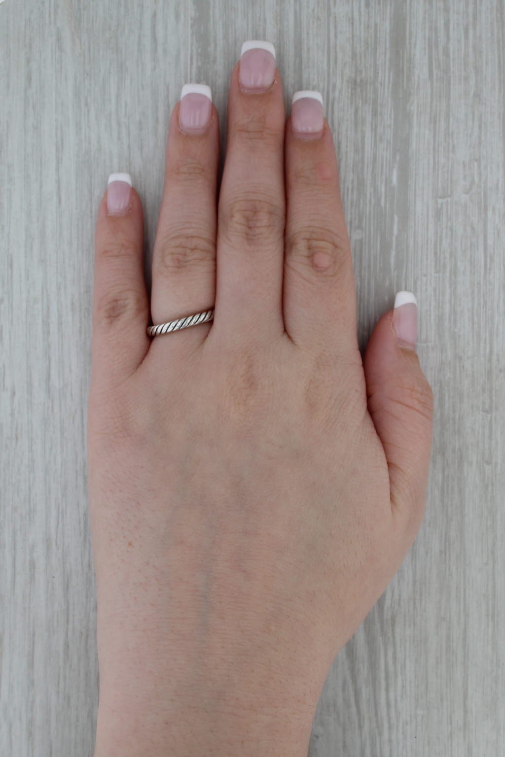 David Yurman Classic Cable Chain Ring Sterling Silver Size 6.25 Band Stackable