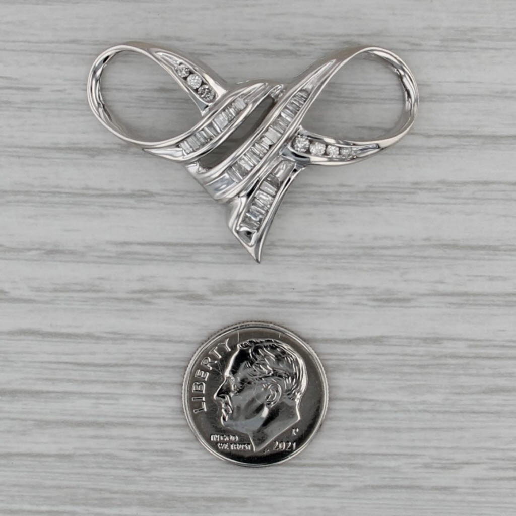 0.52ctw Diamond Bow Slide Pendant 14k White Gold Statement