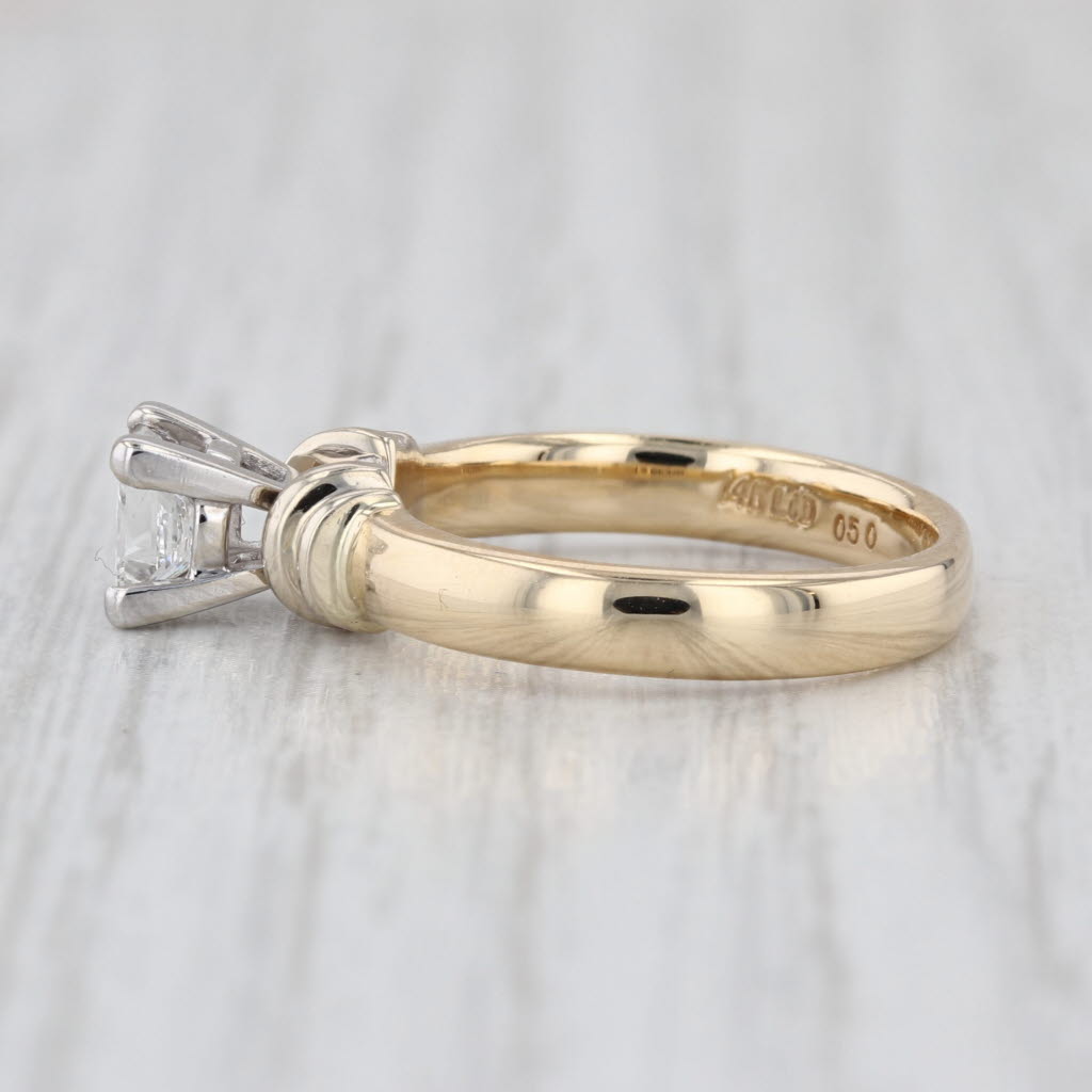 0.50ct Princess Diamond Engagement Ring 14k Gold Size 5.5