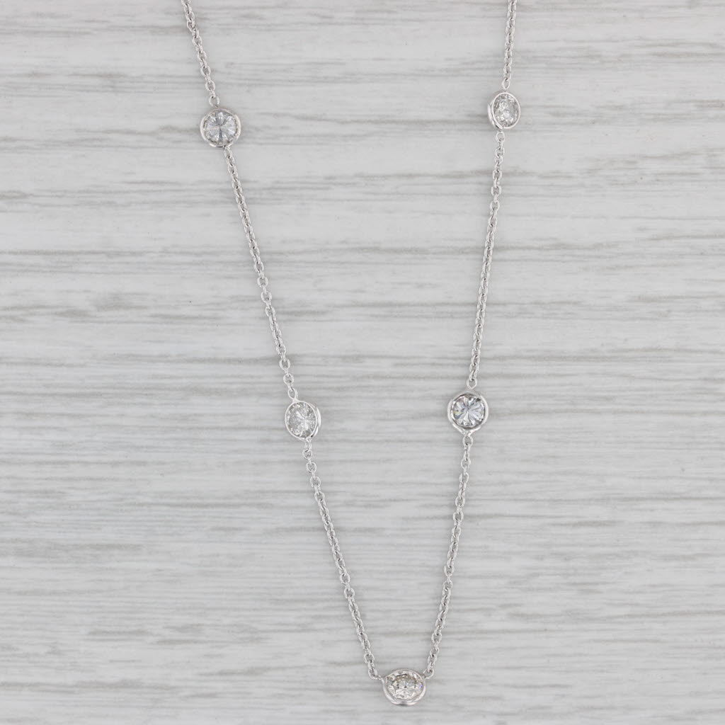 Gray New 1.15ctw Diamond By The Yard Station Necklace 14k White Gold Adjustable Chain