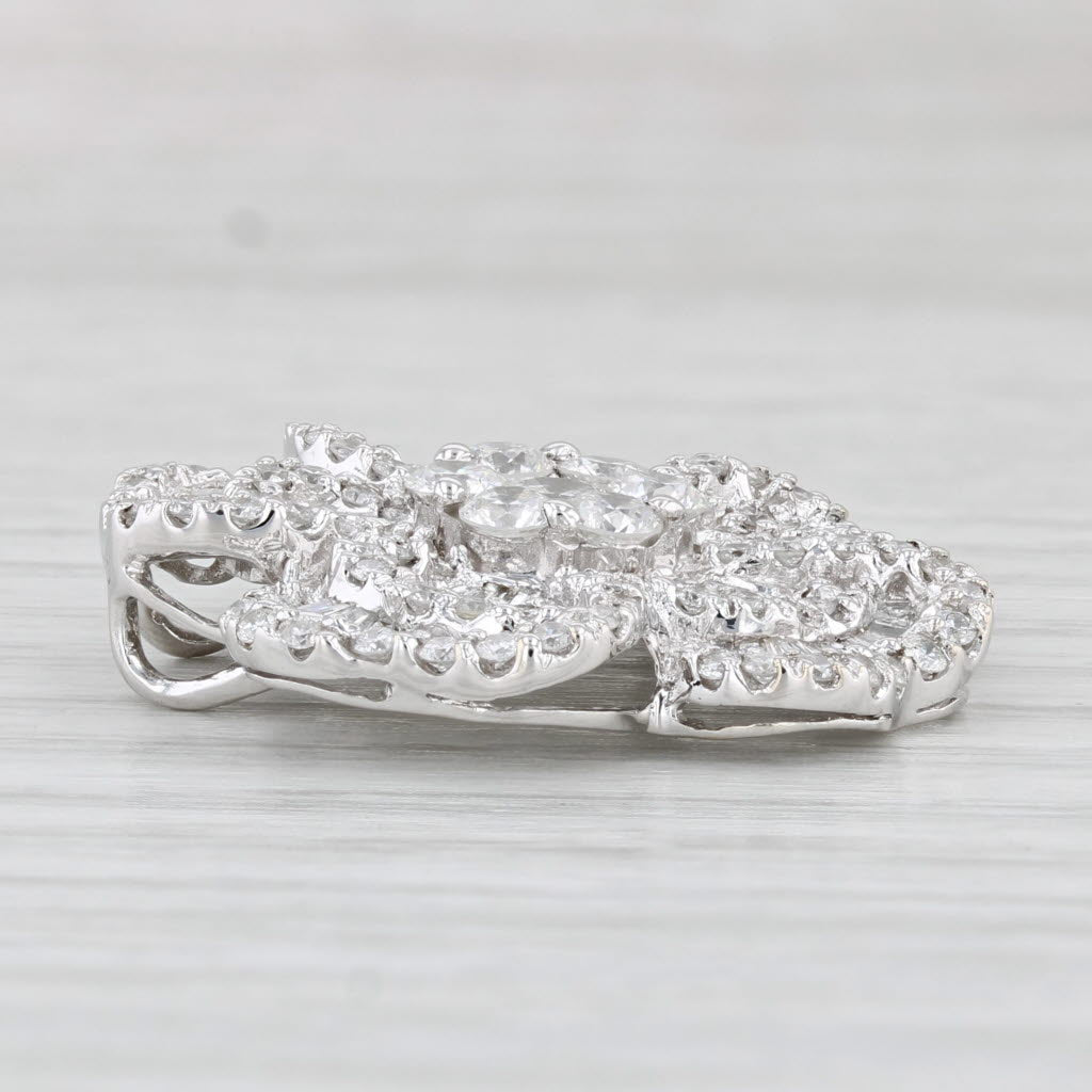 Light Gray 2.25ctw Diamond Flower Pendant 18k White Gold Floating Drop
