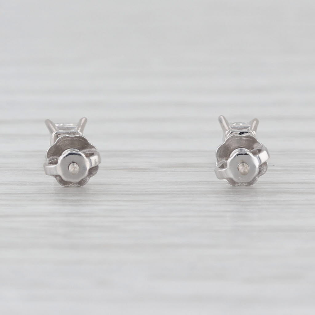 0.28ctw Princess Diamond Solitaire Stud Earrings 14k White Gold Studs
