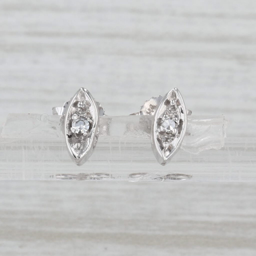 Round Diamond Solitaire Stud Earrings 14k White Gold Studs