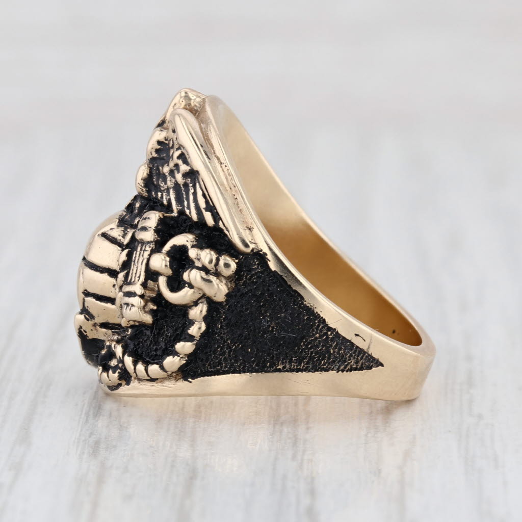 US Marine Corps Signet Ring 10k Yellow Gold Size 8.5 USMC Eagle Anchor Insignia