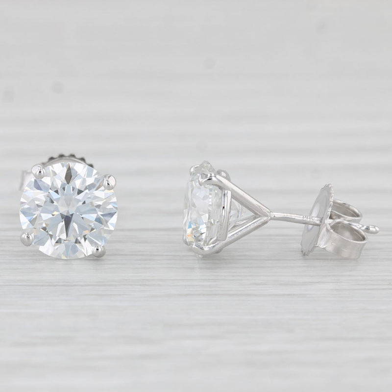 New 4.03ctw Lab Created Diamond Stud Earrings 14k White Gold Round Solitaires