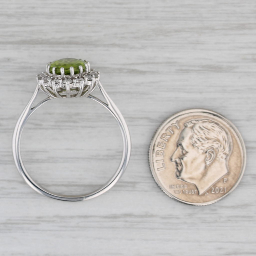 Gray 2.55ctw Peridot Diamond Halo Ring 14k White Gold Size 8.5