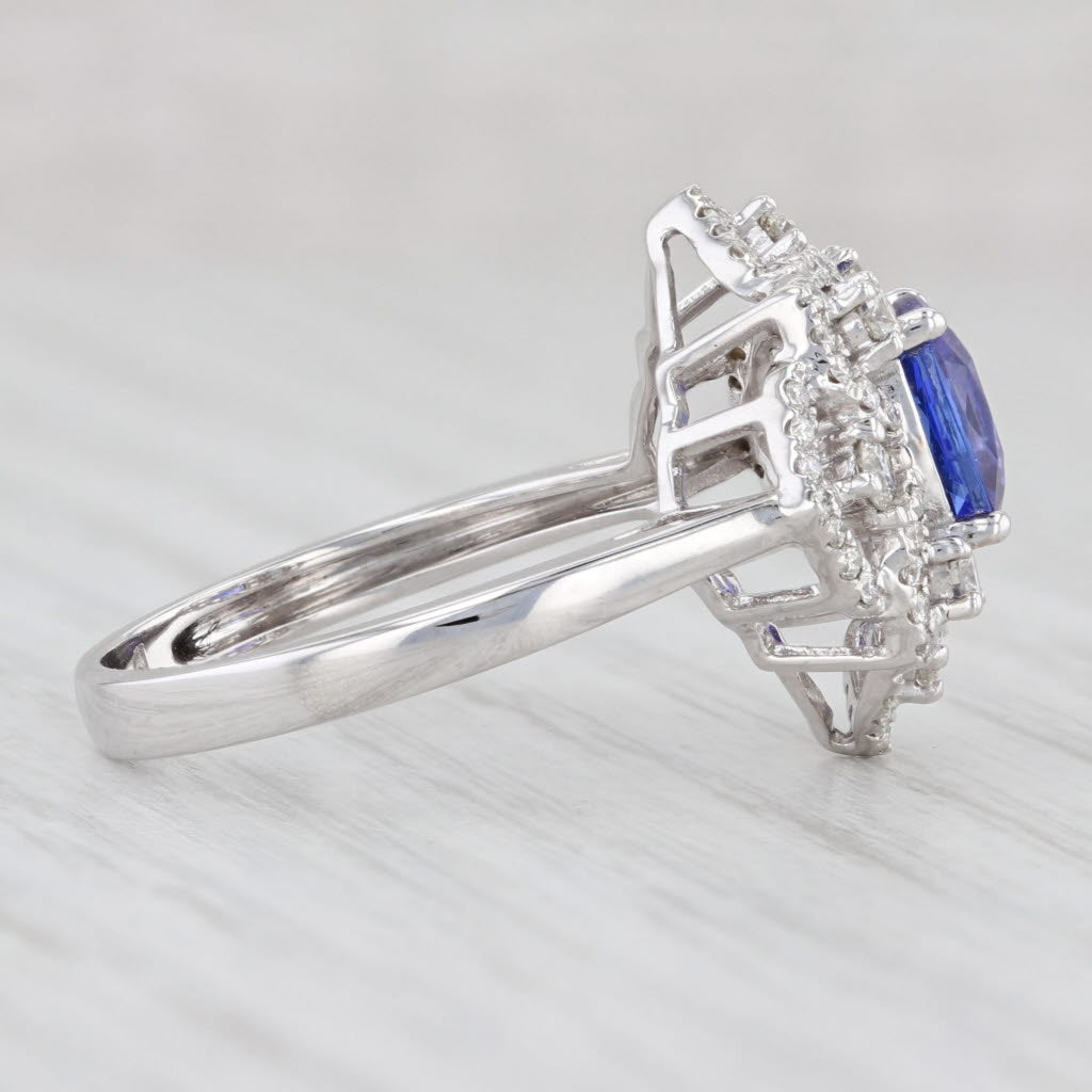 Light Gray New 1.86ctw Tanzanite Diamond Halo Ring 14k White Gold Size 7.25 Engagement