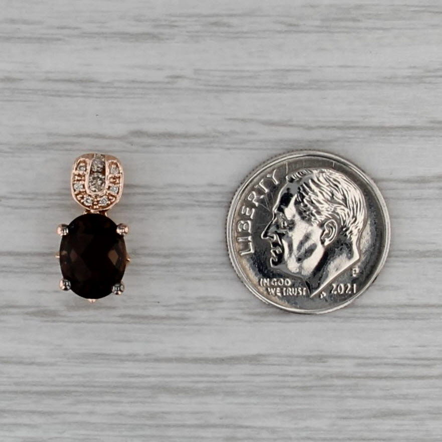 Le Vian 2.13ctw Smoky Quartz Champagne Diamond Pendant 14k Rose Gold Small Drop