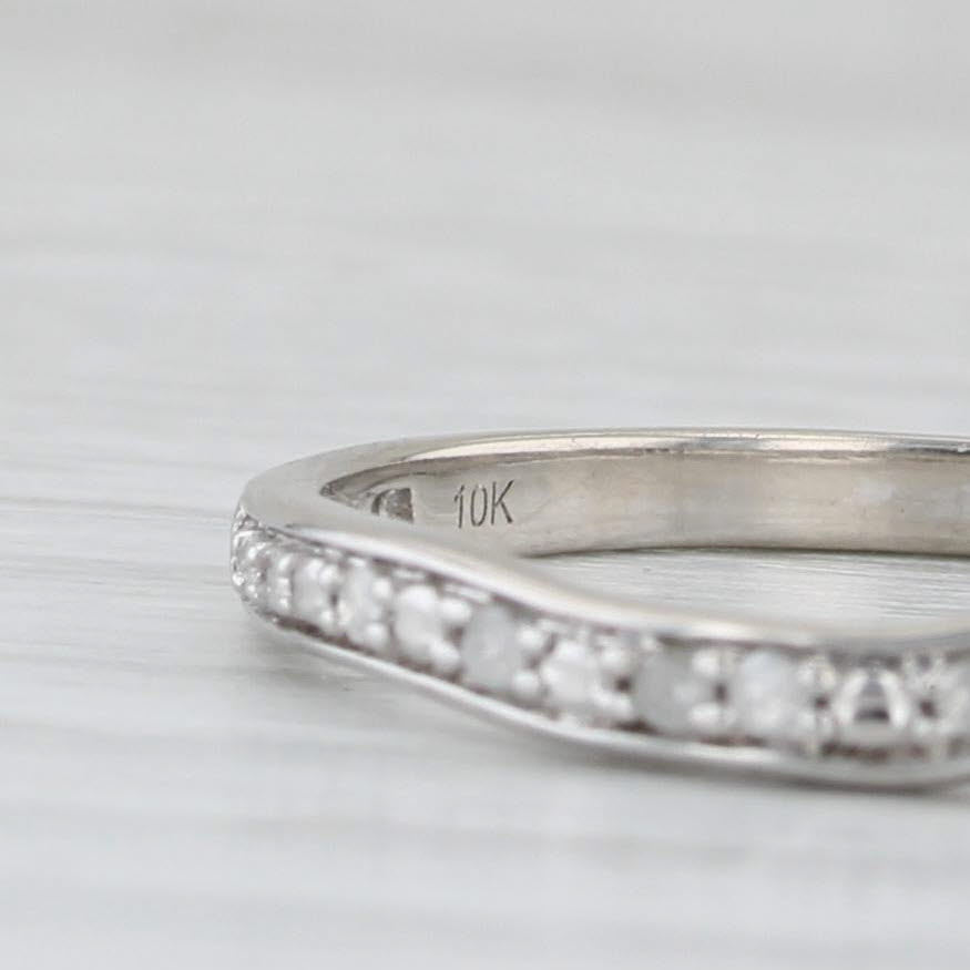 Light Gray Contoured Diamond Wedding Band Ring Guard 10k White Gold Size 7.25 Stackable