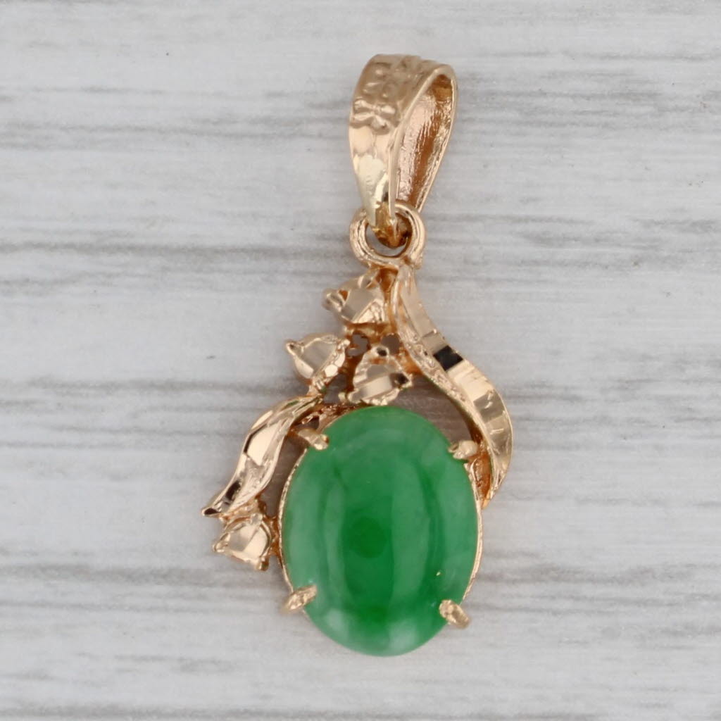 Gray Green Jadeite Jade 14k Rose Gold Pendant