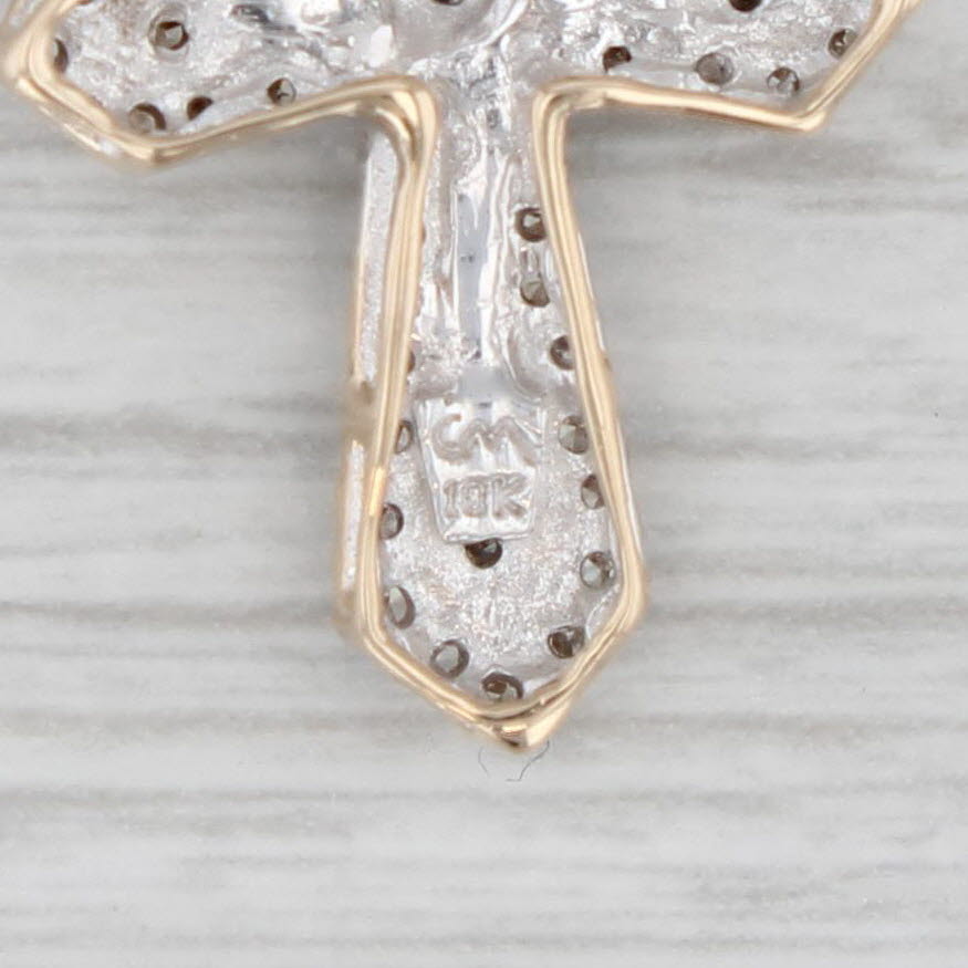 Gray 0.14ctw Diamond Cross Pendant 10k Yellow White Gold