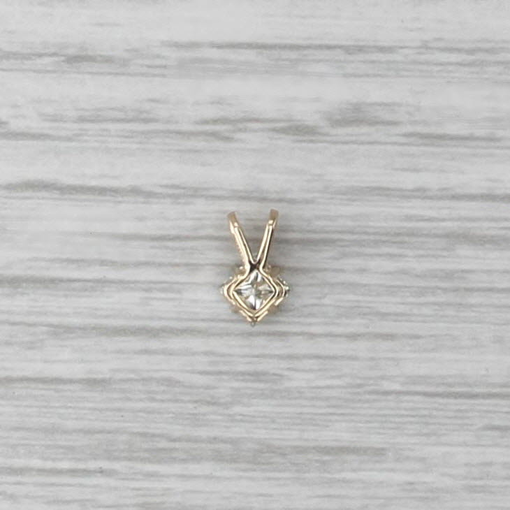 New 0.50ct Diamond Princess Solitaire Pendant 14k Yellow Gold Small Drop