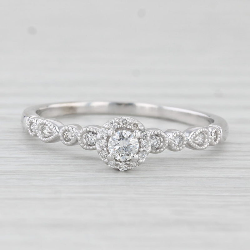 0.30ctw Round Diamond Halo Engagement Ring 10k White Gold Size 10
