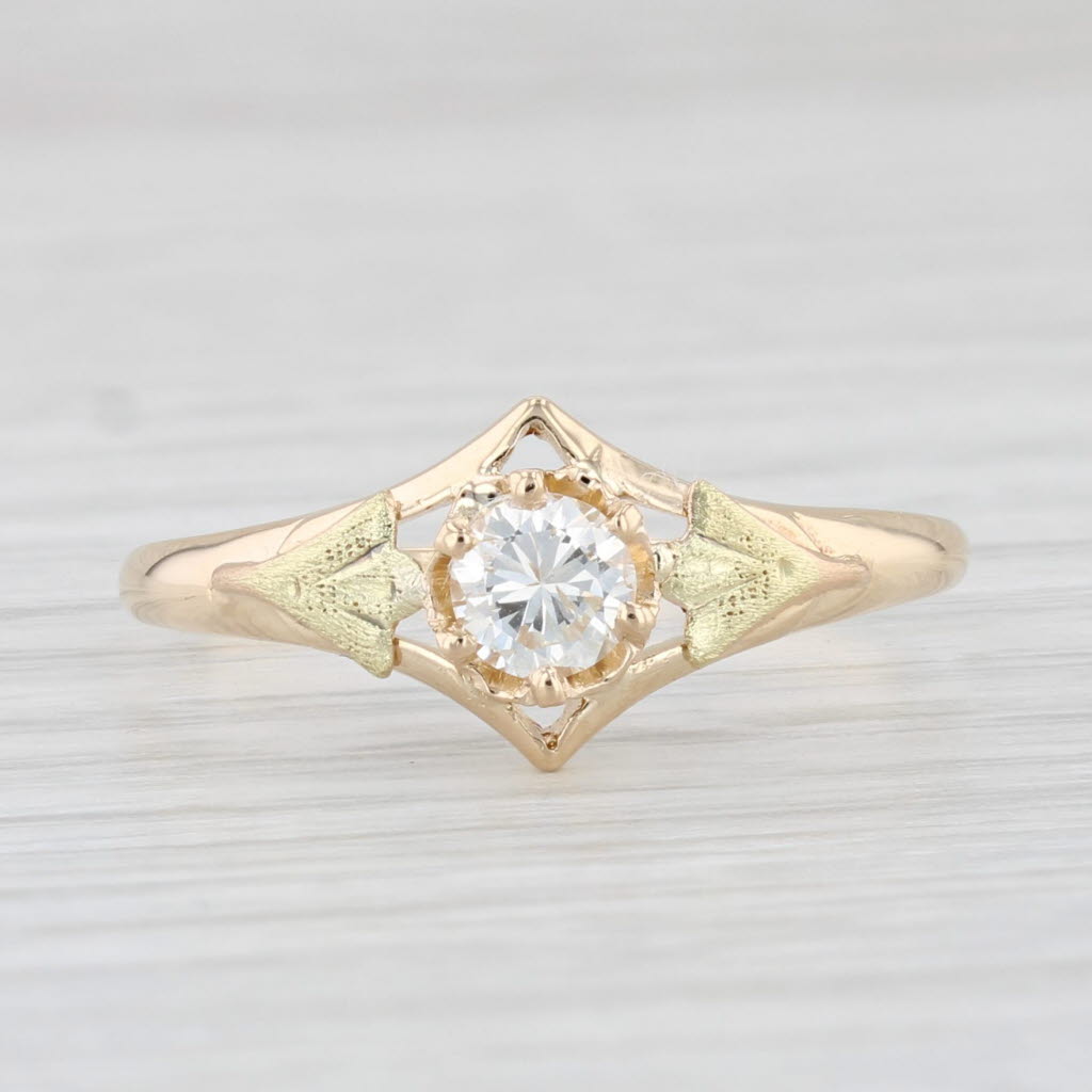 Light Gray Antique 0.28ct Diamond Solitaire Engagement Ring 14k Gold Transitional Round