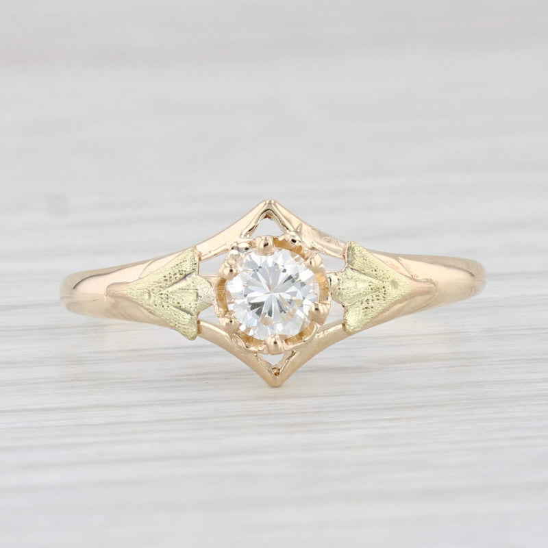 Antique 0.28ct Diamond Solitaire Engagement Ring 14k Gold Transitional Round