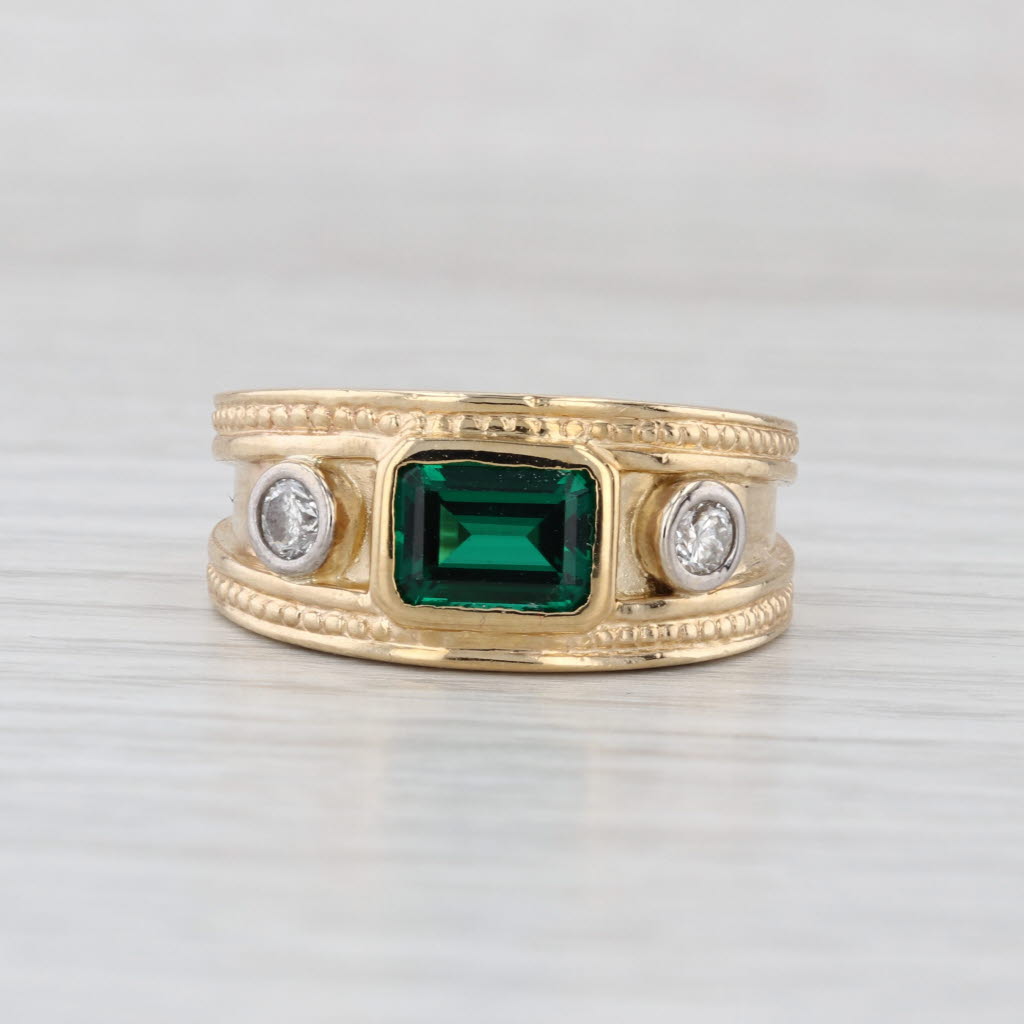 1.94ctw Lab Created Emerald Diamond Ring 14k Yellow Gold Size 7.5 Man's