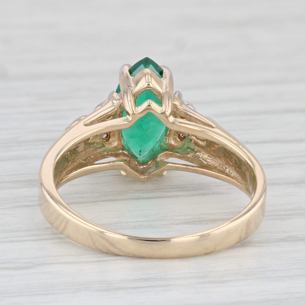 Light Gray 1.03ctw Marquise Lab Created Emerald Diamond Ring 14k Yellow Gold Size 5