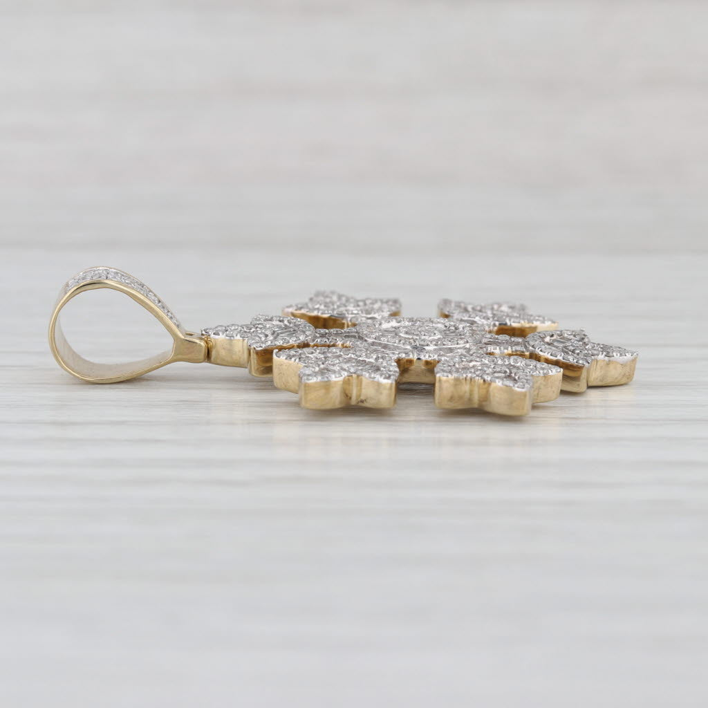 1.95ctw Diamond Snowflake Pendant 10k Yellow Gold Holiday Statement