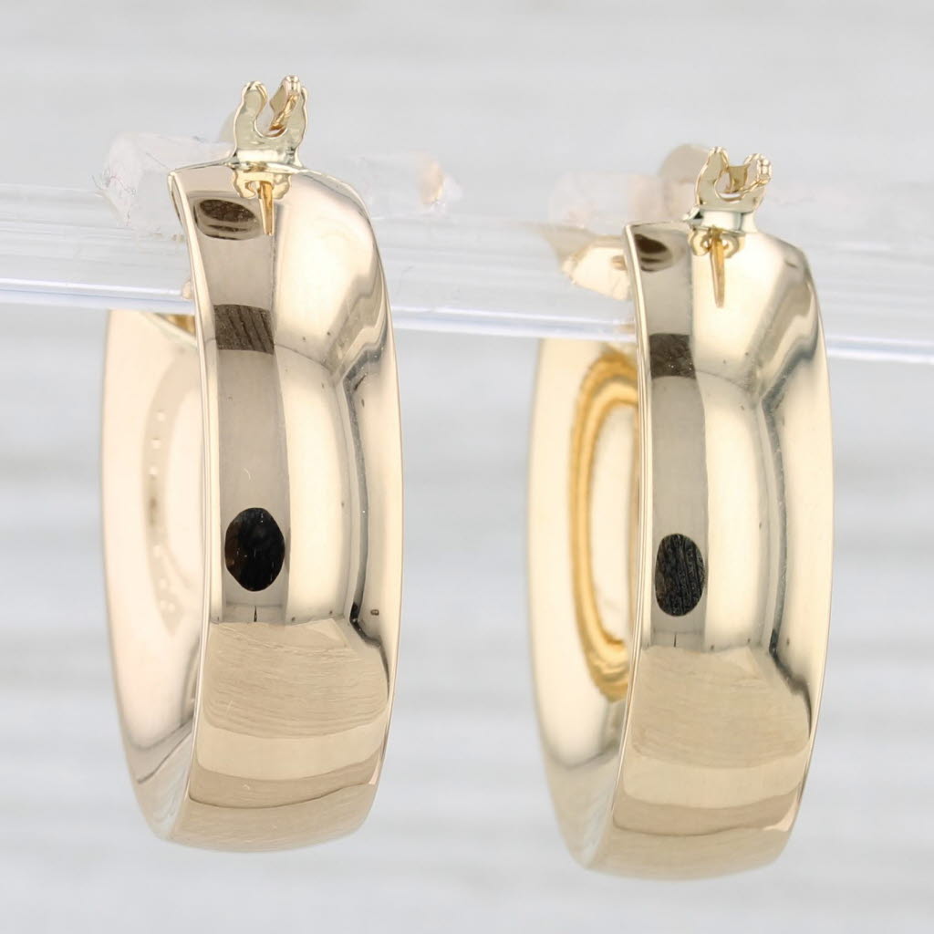 Light Gray Oval Hoop Earrings 18k Yellow Gold Snap Top Posts Milor Italy Hoops