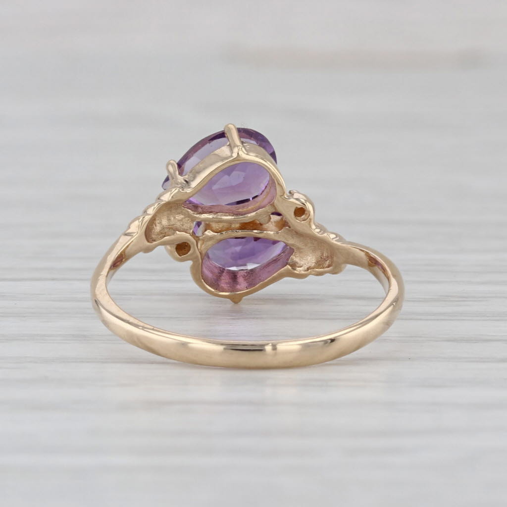 1.20ctw Pear Amethyst Diamond Bypass Ring 10k Yellow Gold Size 6.25