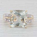 7.07ctw Prasiolite Green Amethyst Diamond Ring 10k Yellow Gold Size 8.25