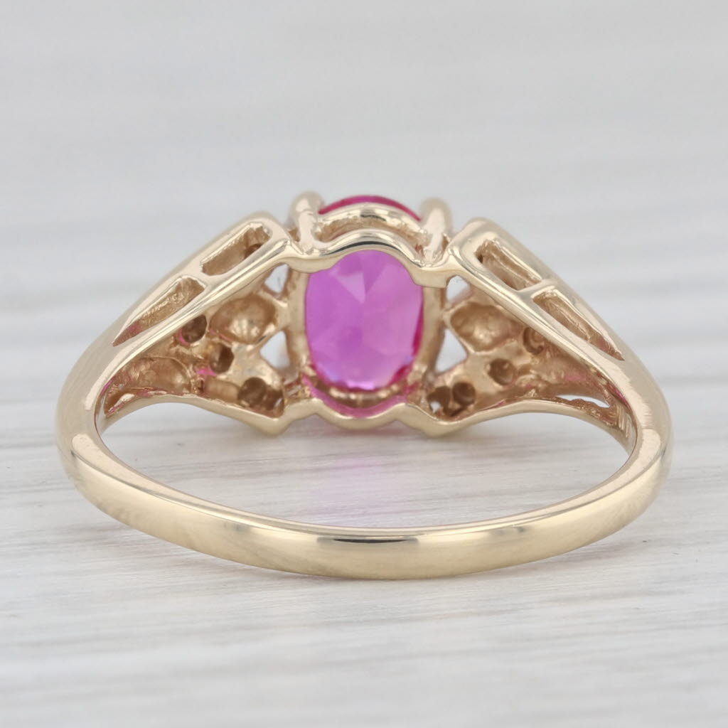 Light Gray 0.90ct Lab Created Pink Sapphire Ring 10k Yellow Gold Size 6