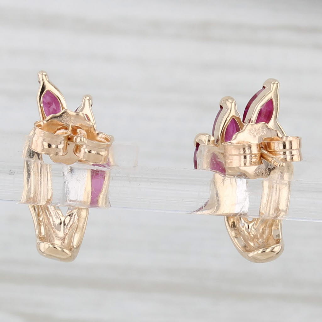 Light Gray 0.82ctw Ruby Diamond Stud Earrings 10k Yellow Gold