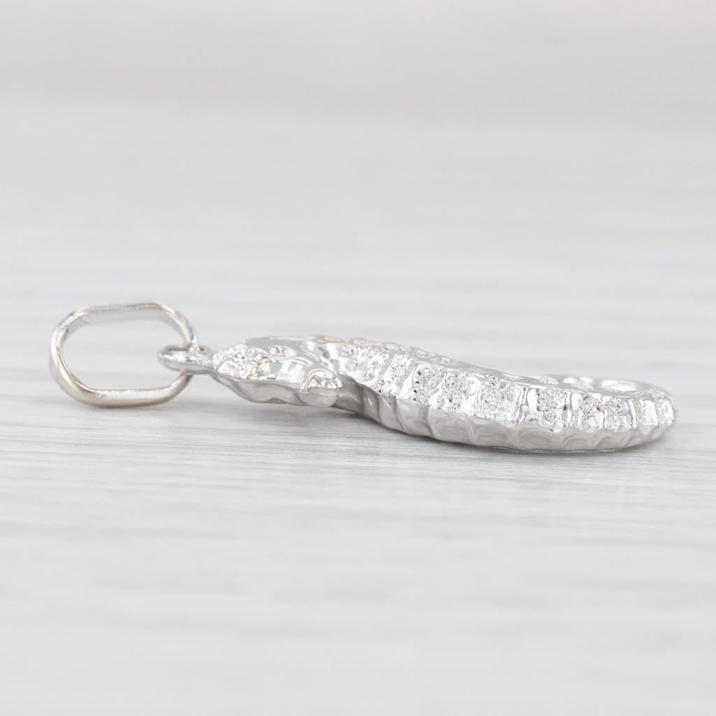 Light Gray Seahorse Pendant 18k White Gold Nautical Jewelry