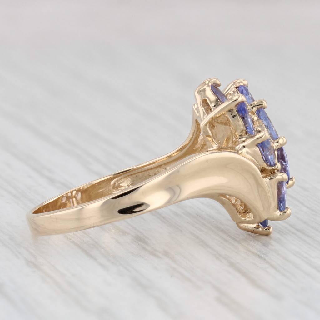 Light Gray 1.50ctw Tanzanite Cluster Ring 14k Yellow Gold Size 8