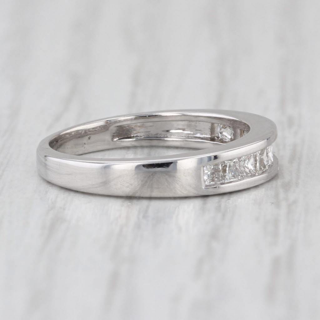 0.53ctw Diamond Princess Channel Set Wedding Band 14k White Gold Size 6 Ring