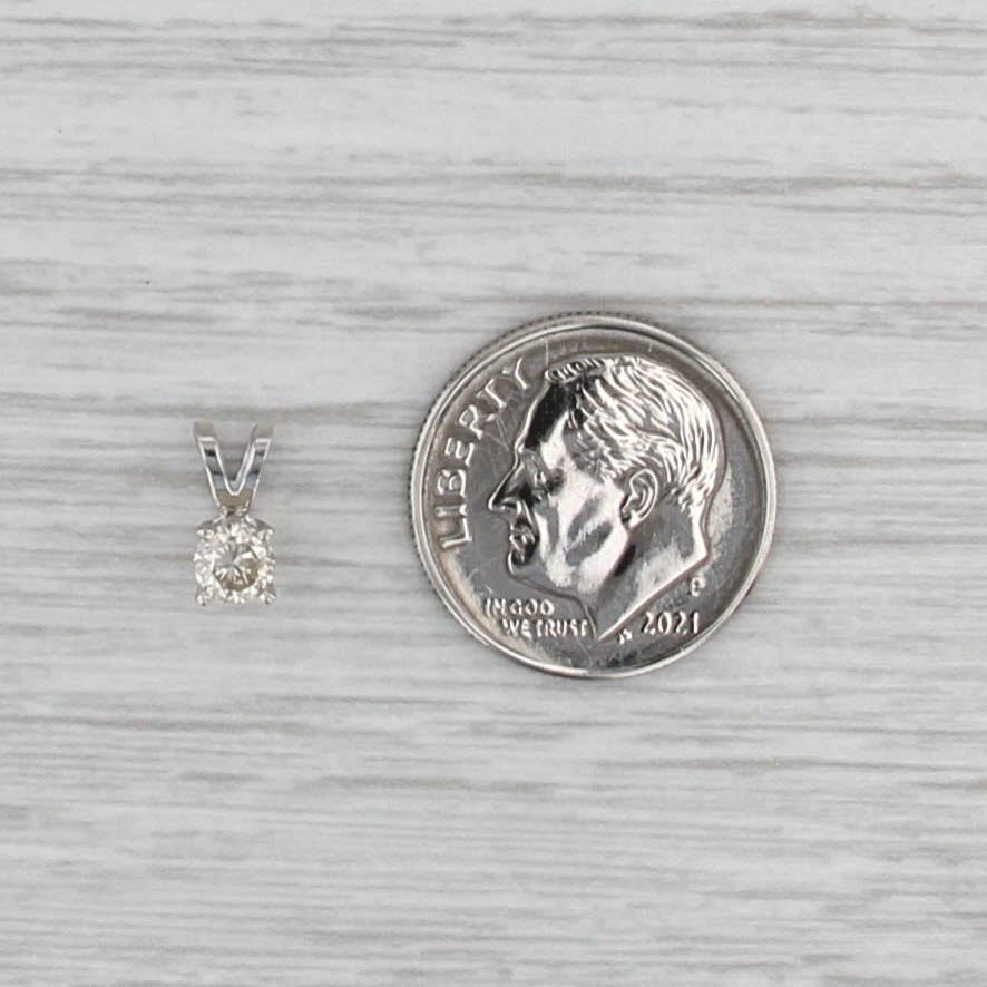 New 0.29ct Champagne Diamond Solitaire Pendant 14k White Gold Small Round Drop