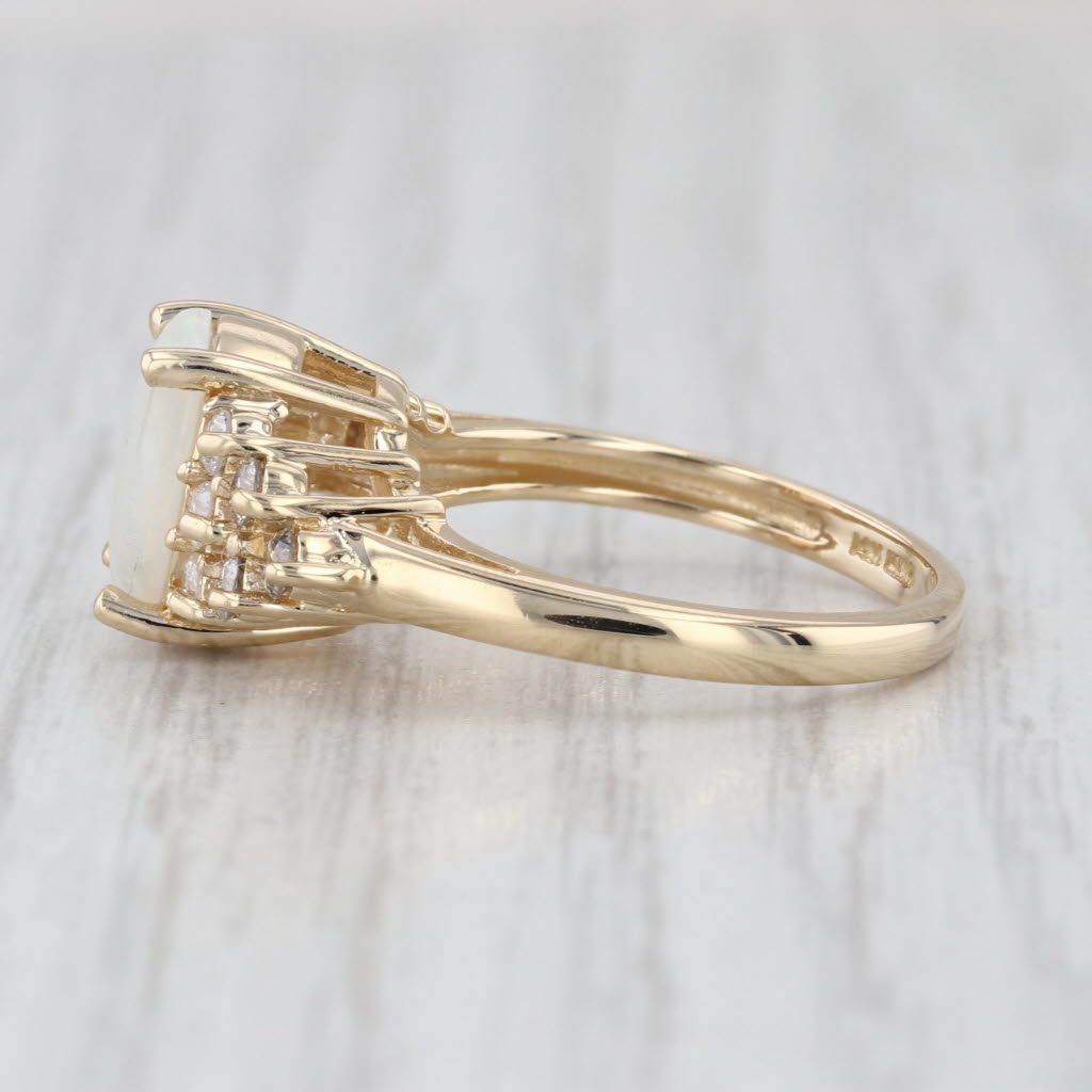 Opal 0.40ctw Diamond Clusters Ring 14k Yellow Gold Size 7 Oval Cabochon